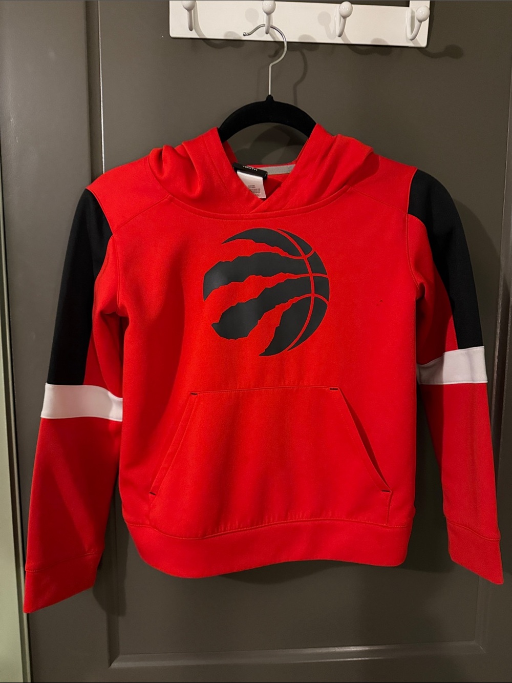 NBA Youth Red Hooded Pullover with Black Basketball Raptors Logo
